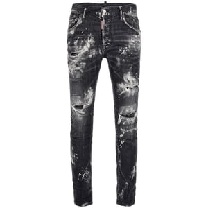 Dsquared2 Super Twinky Jeans Mit Destroyed Paint Effect, Schwarz