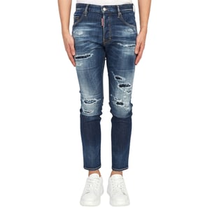 Dsquared2 Skater Jeans Destroyed Reinforced Denim Blue Jeans