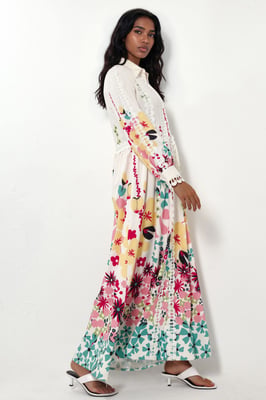 Blumen A-Linie Maxikleid