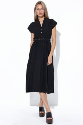Strukturiertes Maxikleid mit Gürtel