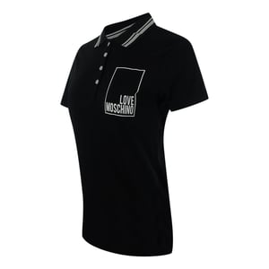 Moschino Poloshirt Mit Kleinem Box-logo, Schwarz