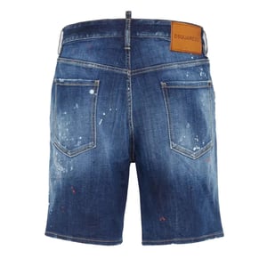 Dsquared2 Marineblaue Denim-shorts Mit Farbspritzer-design