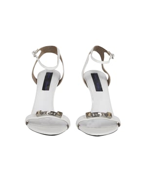 Proenza Schouler Knöchelriemen Sandalen mit geometrischen Beschlägen aus weißem Leder