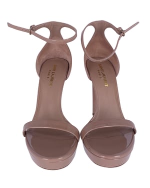 Yves Saint Laurent Riemchenabsätze in beige Lack