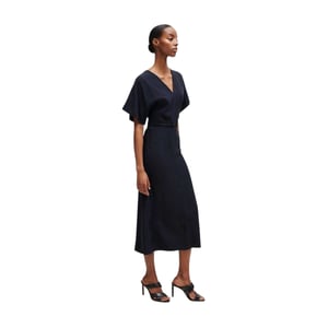 Boss - Midikleid für Damen, A-Linie, Anliegend, Kimonoärmel (Dunkelblau)