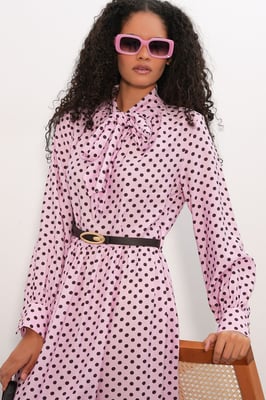 Punktmuster Maxi-Hemd Kleid