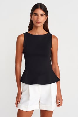 Taillierte ärmellose Peplum-Bluse