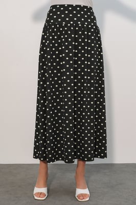 Hochtaillierter Polka-Dot Maxi-Rock