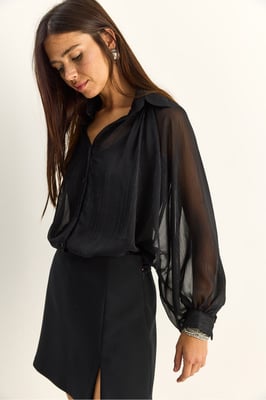 Lockeres Baumwoll-Chiffon-Shirt