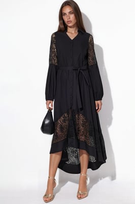 Besticktes Midi-Wickelkleid