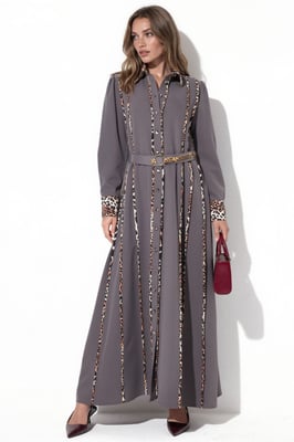 Leopardenmuster Maxi Hemdkleid