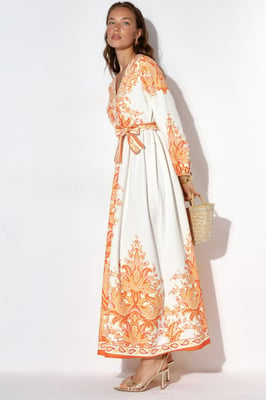 Paisley A-Linie Maxi-Kleid mit Bindegürtel