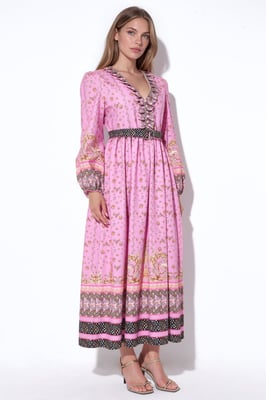 Blumen-Midi-Kleid mit Gürtel