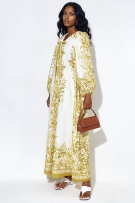 Bedrucktes V-Ausschnitt Maxikleid mit Bindegurt
