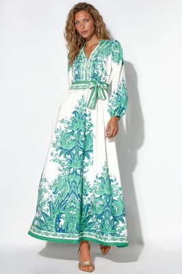 Paisley A-Linien-Maxikleid mit Bindegürtel