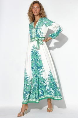 Paisley A-Linien-Maxikleid mit Bindegürtel