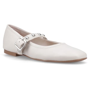 Hush Puppies Charlene Stud Ballerina Leder Damen Flachschuhe in Elfenbein