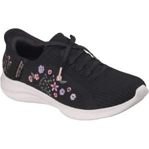 Skechers Ultra Flex 4.0 Süße Blüten Textile Damen Schwarz Strick/Multi Trim Sneaker