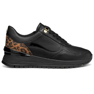 Geox D Desya A Leder Damen schwarze Sneaker