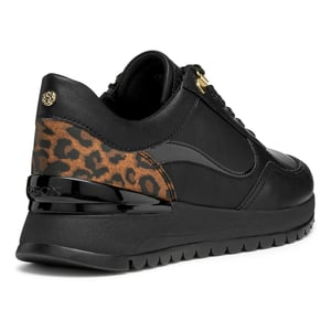 Geox D Desya A Leder Damen schwarze Sneaker