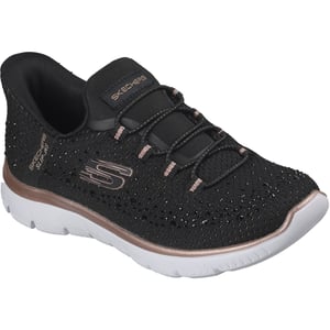 Skechers Summits Brilliant Shine Damen Schwarz Mesh/Roségold Akzent Sneaker