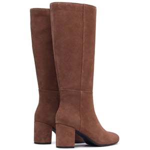 Hush Puppies Oprah Wildleder Lange Leder Damen Mocha Absatz Knielange Stiefel
