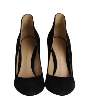 Gianvito Rossi Rundzehen-Pumps mit Glockenabsatz aus schwarzem Wildleder