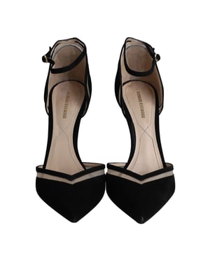 Nicholas Kirkwood Perlenverzierte Ankle Strap Pumps aus schwarzem Wildleder