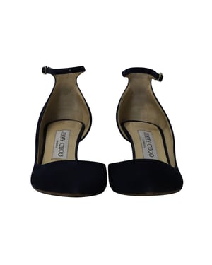 Jimmy Choo Pumps mit mittelhohem Absatz und spitzer Zehenpartie aus marineblauem Wildleder
