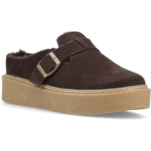 Hush Puppies Blanche Fell Leder Damen Schokoladen-Pantoletten