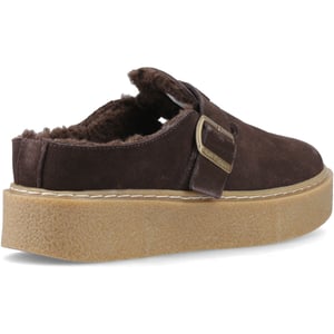 Hush Puppies Blanche Fell Leder Damen Schokoladen-Pantoletten