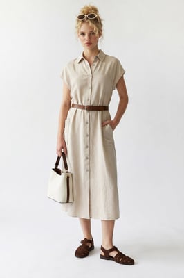 Gürtel-Midi-Hemdkleid