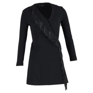 Alexander Wang Fransen-Wickelminikleid aus schwarzer Viskose
