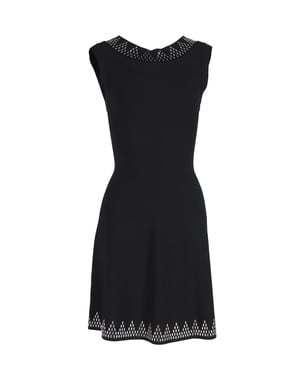 Ärmelloses, verziertes Alaia-Kleid in A-Linie aus schwarzer Viskose