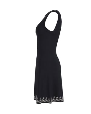 Ärmelloses, verziertes Alaia-Kleid in A-Linie aus schwarzer Viskose
