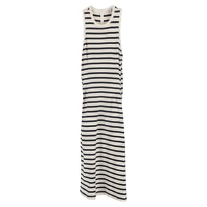 T Alexander McQueen Strickkleid mit Streifenmuster, Midi-Länge, aus blauer Wolle