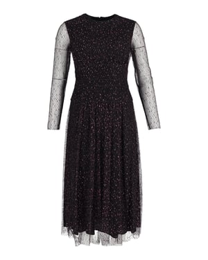 Escada Midikleid mit transparenten Ärmeln aus schwarzem Polyester
