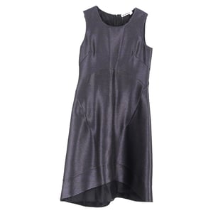 Jil Sander Midikleid mit Rundhalsausschnitt aus metallisch-grauem Polyester