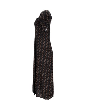 Reformation bedrucktes Midikleid aus schwarzer Viskose