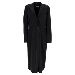 Jil Sander einreihiger Midi-Mantel aus schwarzer Wolle