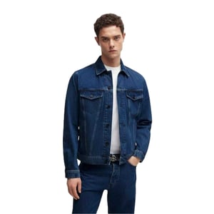 Boss - Jeansjacke für Herren, Gerader Saum (Mittelblau)