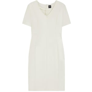 Boss - "Damaisa" Midikleid für Damen, V-Ausschnitt, Schmal, kurzärmlig (Weiß)