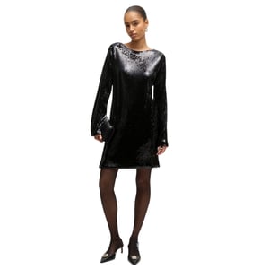Boss - "Emaxa" Kleid für Damen, U-Boot-Ausschnitt , Pailletten (Schwarz)