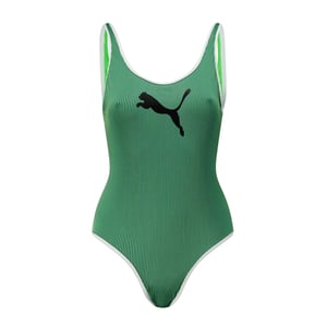 Puma - Badeanzug für Damen, gerippt (Grün)