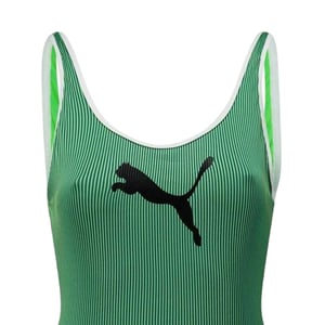 Puma - Badeanzug für Damen, gerippt (Grün)