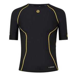 Skins - "A200" Base Layer Oberteil für Herren, kurzärmlig (Schwarz/Gelb)