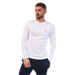 Farah - Loungewear Set für Herren, Baumwolle, Langärmlig (Weiß/Marine)