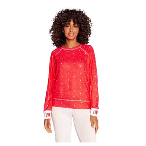 PJ Salvage - "Loved" Pullover für Damen, leger, Raglanärmel (Rot)