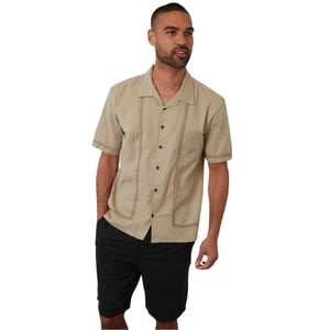Threadbare - Bowlinghemd für Herren, Mit Kragen, kurzärmlig (Steinfarben)