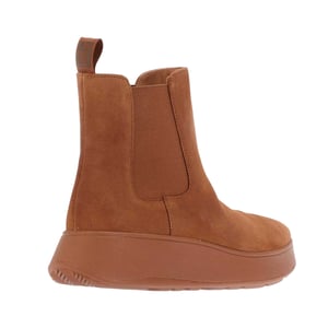 Fit Flop - "F-Mode" Stiefeletten für Damen, Wildleder, flach geformter Absatz (Hellbraun)